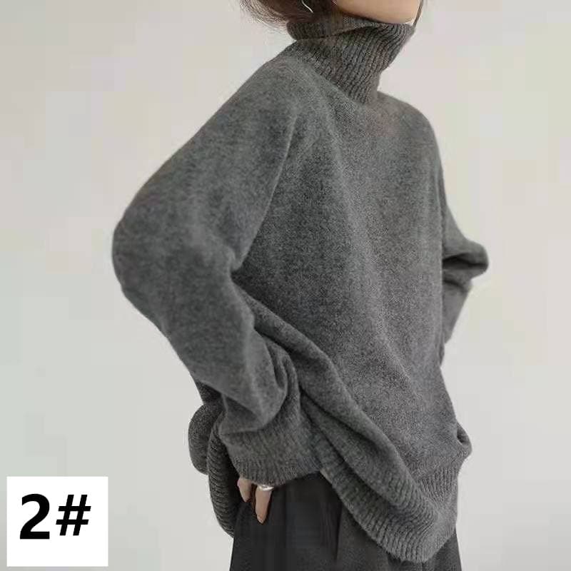 ゆったりシルエットニットタートルネックシャツ