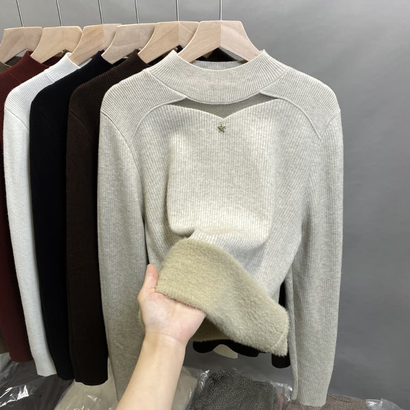タートルネック レディース　長袖　ふわもこ星チャーム付きニット　春秋冬　S～XL