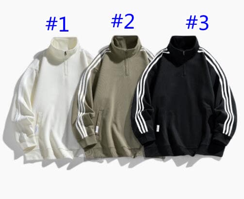 袖ライン入りハーフジップタートルネックトレーナー　メンズ　M〜3XL
