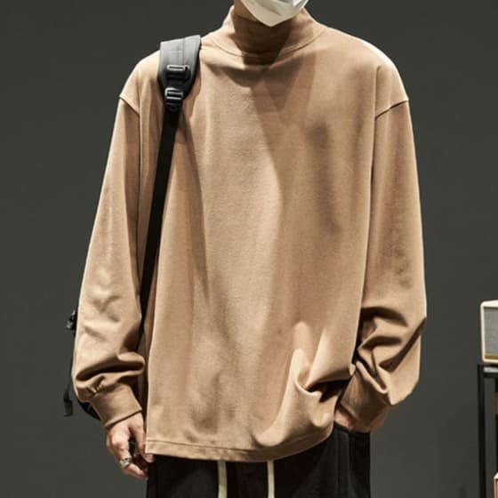ゆったりシルエット長袖タートルネックシャツ