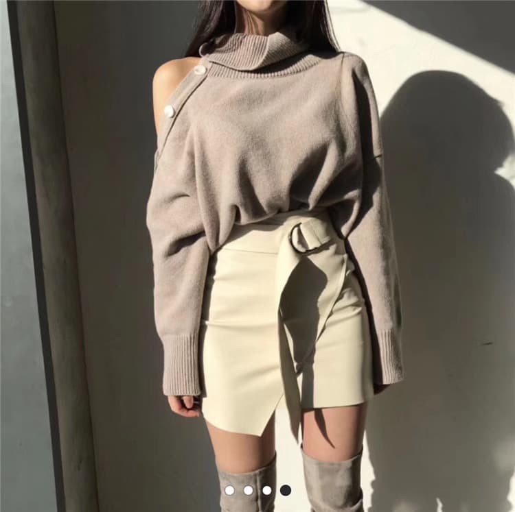 タートルネック　レディース　長袖　女性らしさを演出するタートルネックセーター ゆったりシンプル