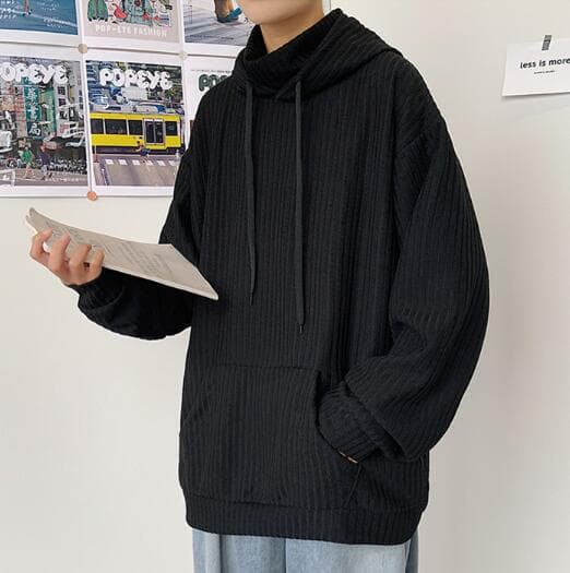 縦リブ編みゆったりシルエットタートルネックプルオーバー