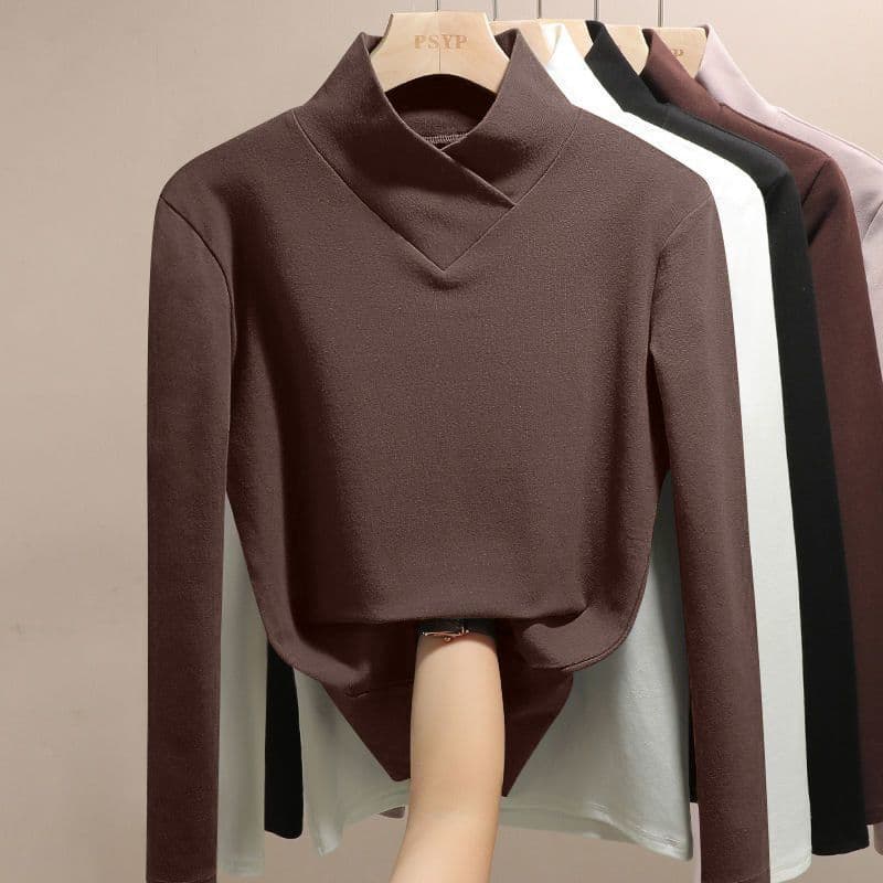 襟付きデザインタートルネック長袖インナー　M~XXXL