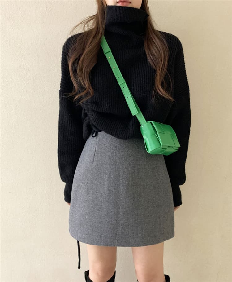 タートルネック 暖かい厚手セーター ゆったり着回し抜群ニット　レディース