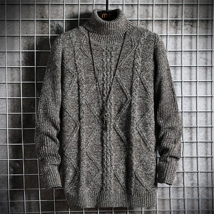 【メンズ タートルネック セーター】厚手ケーブル編みニット｜防寒×上品デザインの冬物トップス M〜3XL