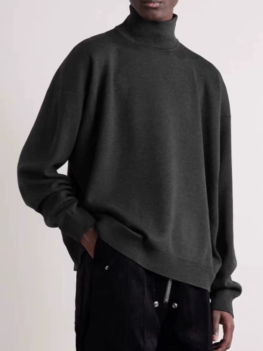 タートルネック　メンズ　長袖　落ち感ゆったりシルエット　S~XL