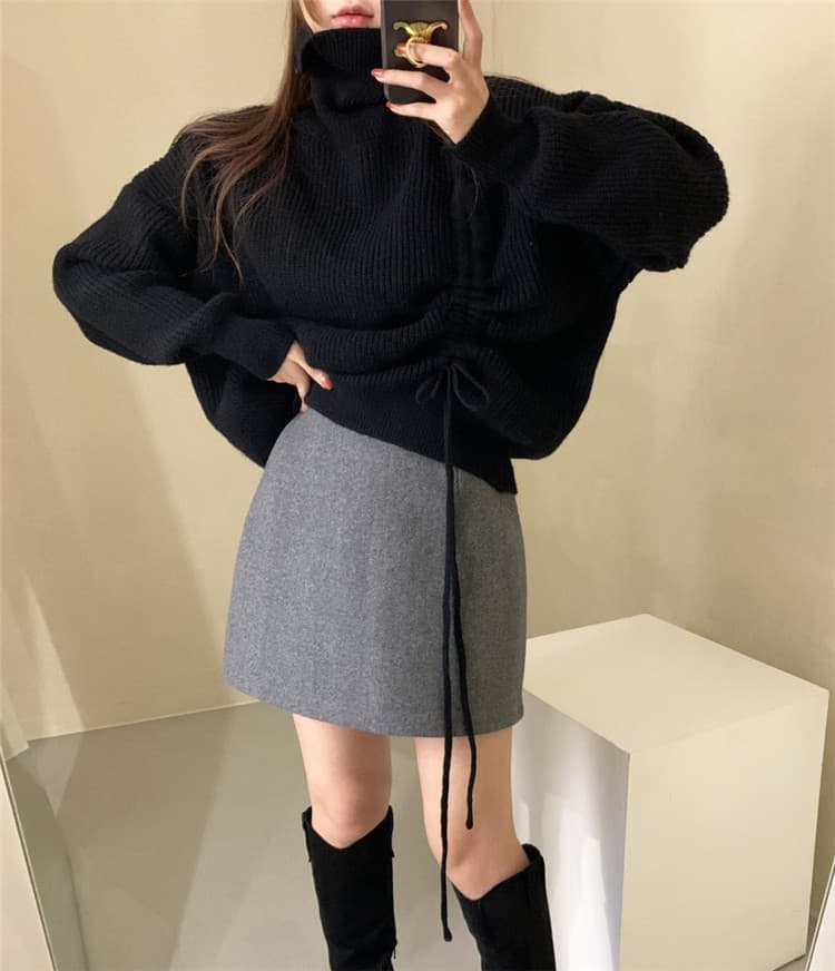タートルネック 暖かい厚手セーター ゆったり着回し抜群ニット　レディース