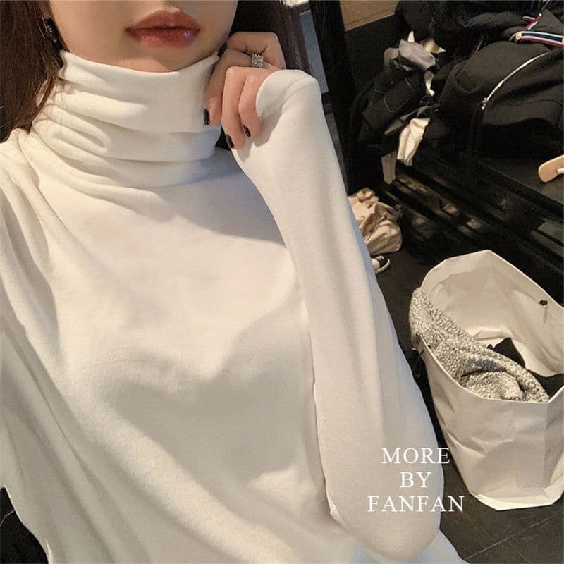 【タートルネック レディース 長袖】シンプル薄手 ニットシャツ 大きいサイズ 春秋冬対応｜柔らか素材の快適タートルネックトップス M〜4XL