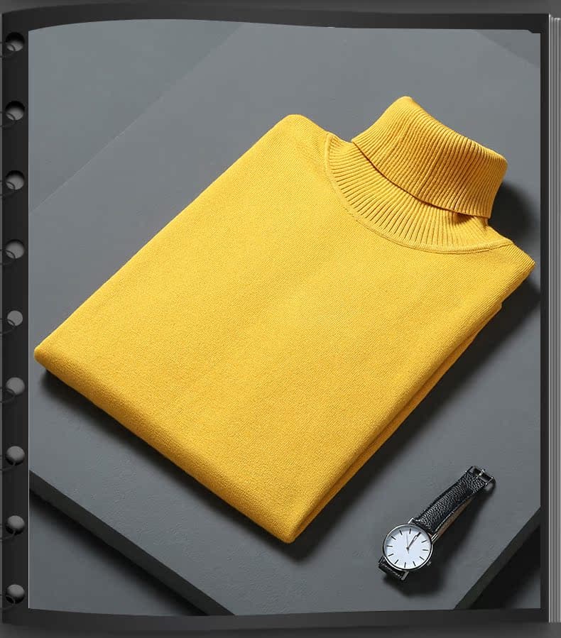 上品な編み地が魅力のベーシックタートルネックセーター　メンズ　M~4XL