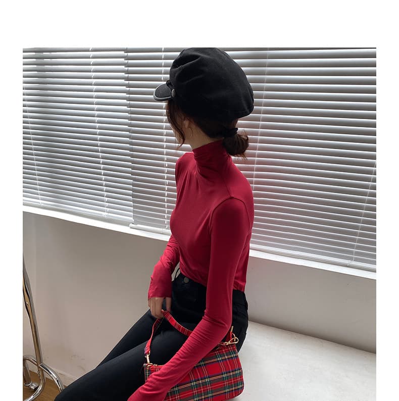 【骨格ストレート】全9色展開首元ぴったりタートルネック長袖インナー