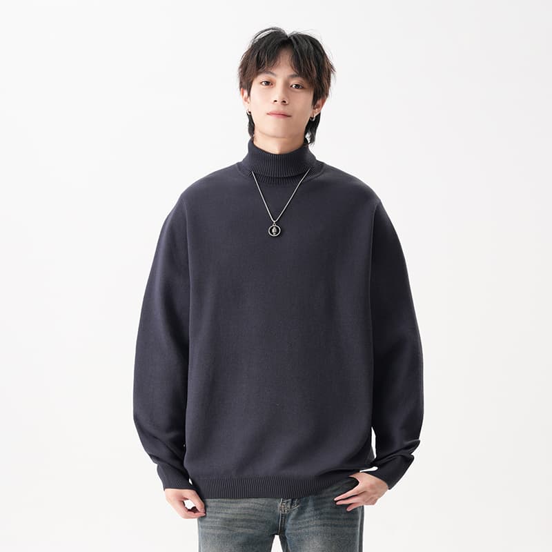 タートルネック　メンズ　長袖　柔らか素材のゆったりプルオーバー　大きいサイズ　ぽっちゃり対応