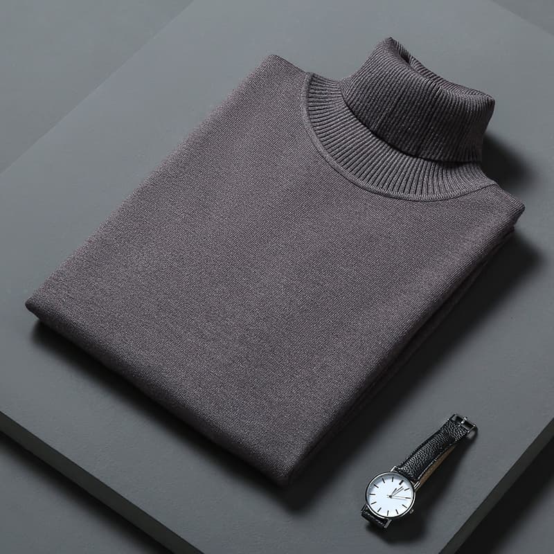 上品な編み地が魅力のベーシックタートルネックセーター　メンズ　M~4XL