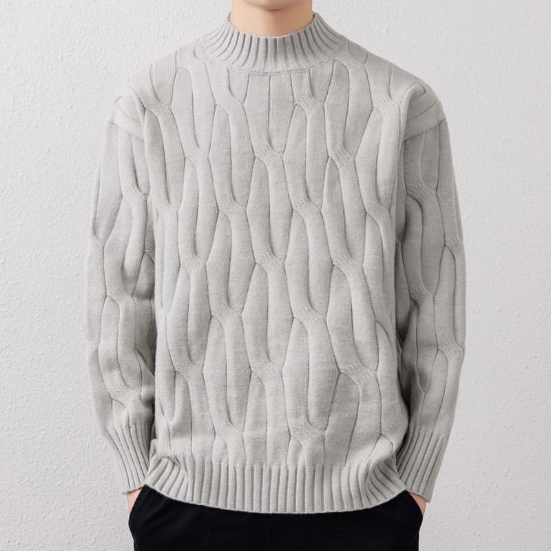 タートルネック　メンズ　長袖　立体編み模様ニット　秋冬　M~3XL