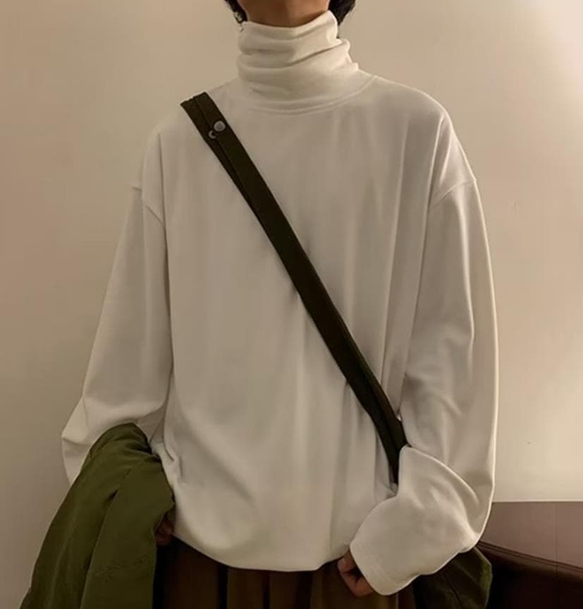ゆったりシルエットベーシックタートルネックシャツ　定番シリーズ　大きいサイズ