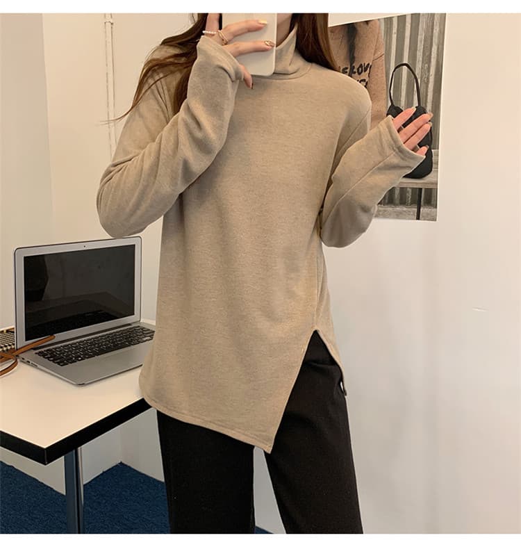 ゆったりシルエット長袖タートルネックシャツ