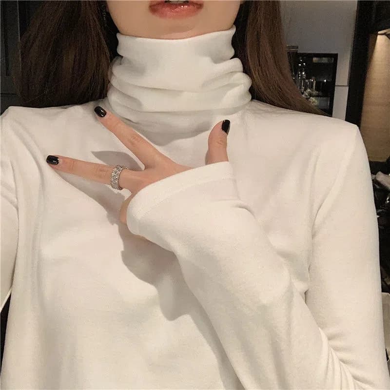 【タートルネック レディース 長袖】シンプル薄手 ニットシャツ 大きいサイズ 春秋冬対応｜柔らか素材の快適タートルネックトップス M〜4XL