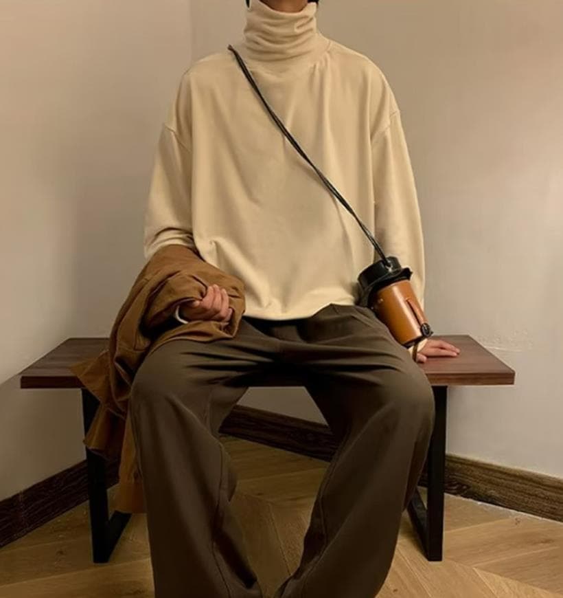 ゆったりシルエットベーシックタートルネックシャツ　定番シリーズ　大きいサイズ