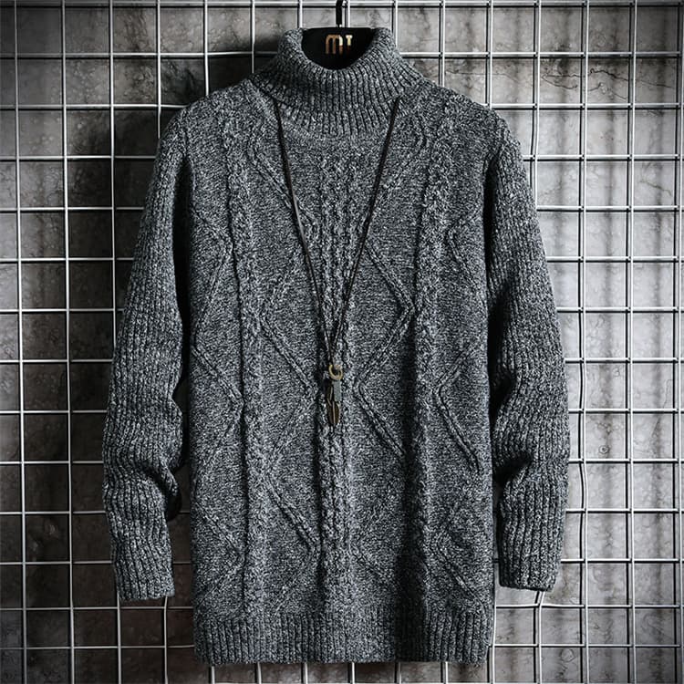 【メンズ タートルネック セーター】厚手ケーブル編みニット｜防寒×上品デザインの冬物トップス M〜3XL