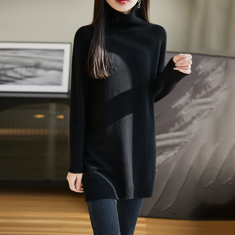 タートルネック　レディース　長袖　上質感あふれるニットワンピース M〜2XL