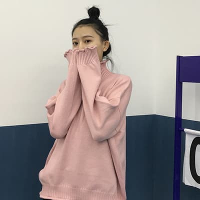 タートルネック 秋冬新作韓国風ゆったりニットシャツ女性用　レディース　長袖