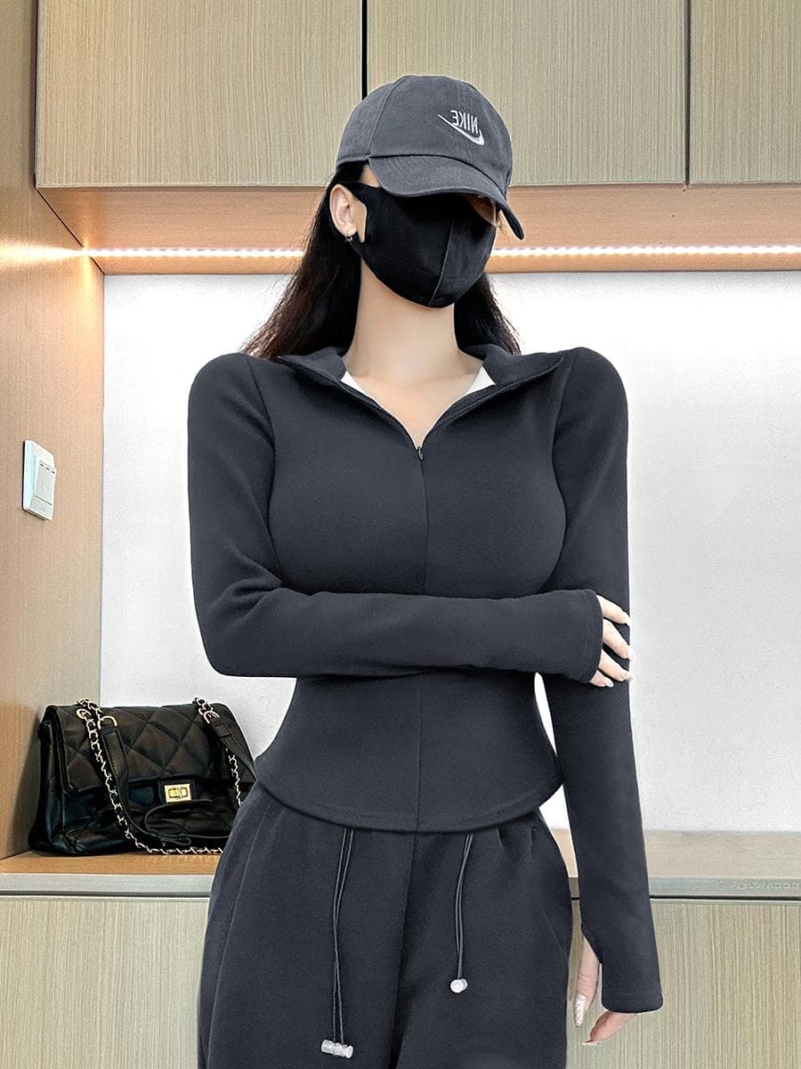 美シルエット長袖タートルネックシャツ　S〜2XL　レディース　ハイネック　長袖
