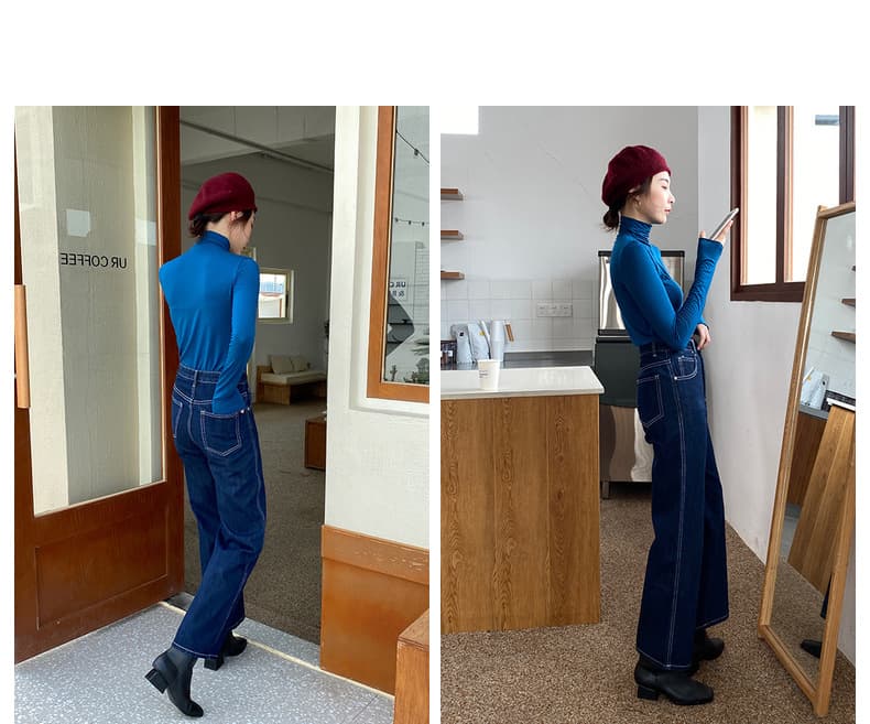 【骨格ストレート】全9色展開首元ぴったりタートルネック長袖インナー