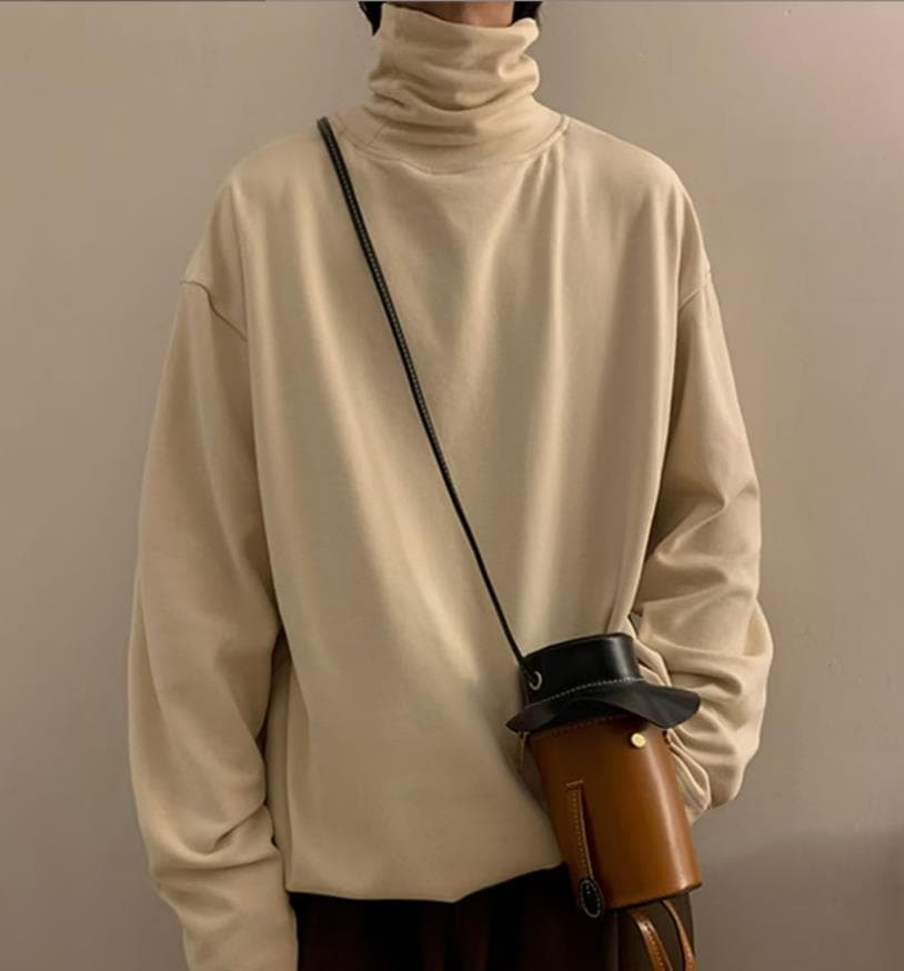 ゆったりシルエットベーシックタートルネックシャツ　定番シリーズ　大きいサイズ