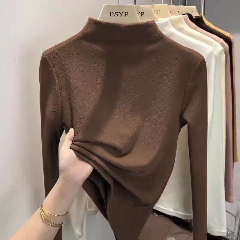 上質なめらかシルク混紡長袖タートルネックインナー　M〜3XL　レディース　長袖