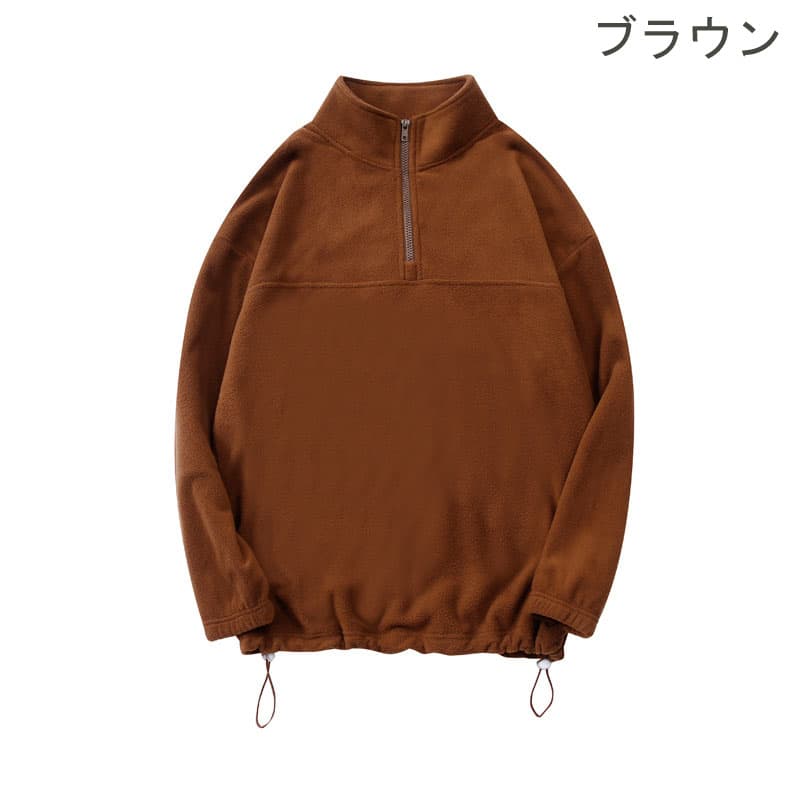 【ユニセックス ジャケット】タートルネック 男女兼用 ハーフジップジャケット｜無地ボア裏地 秋冬アウター neckty＋