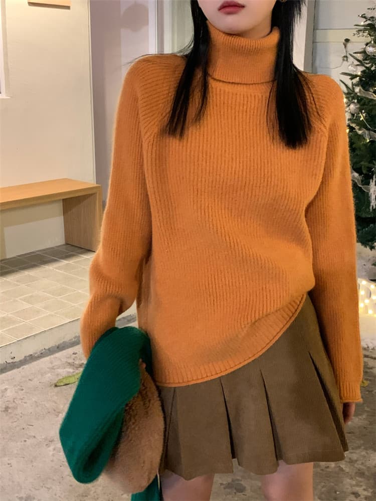 厚手タートルネックセーター ゆったりニット タートルネック　レディース　長袖
