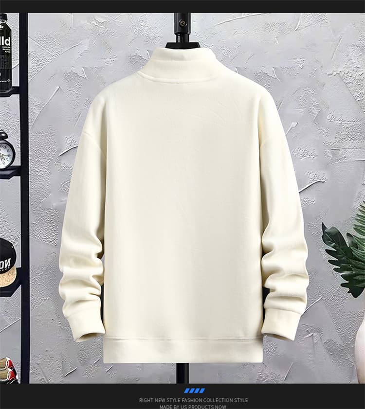 立体文字プリントハーフボタンタートルネックジャケット　M〜3XL　メンズ　長袖
