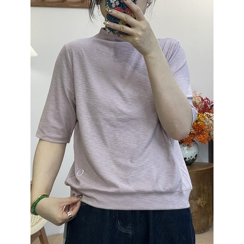 タートルネック レディース　半袖　柔らか素材　M L