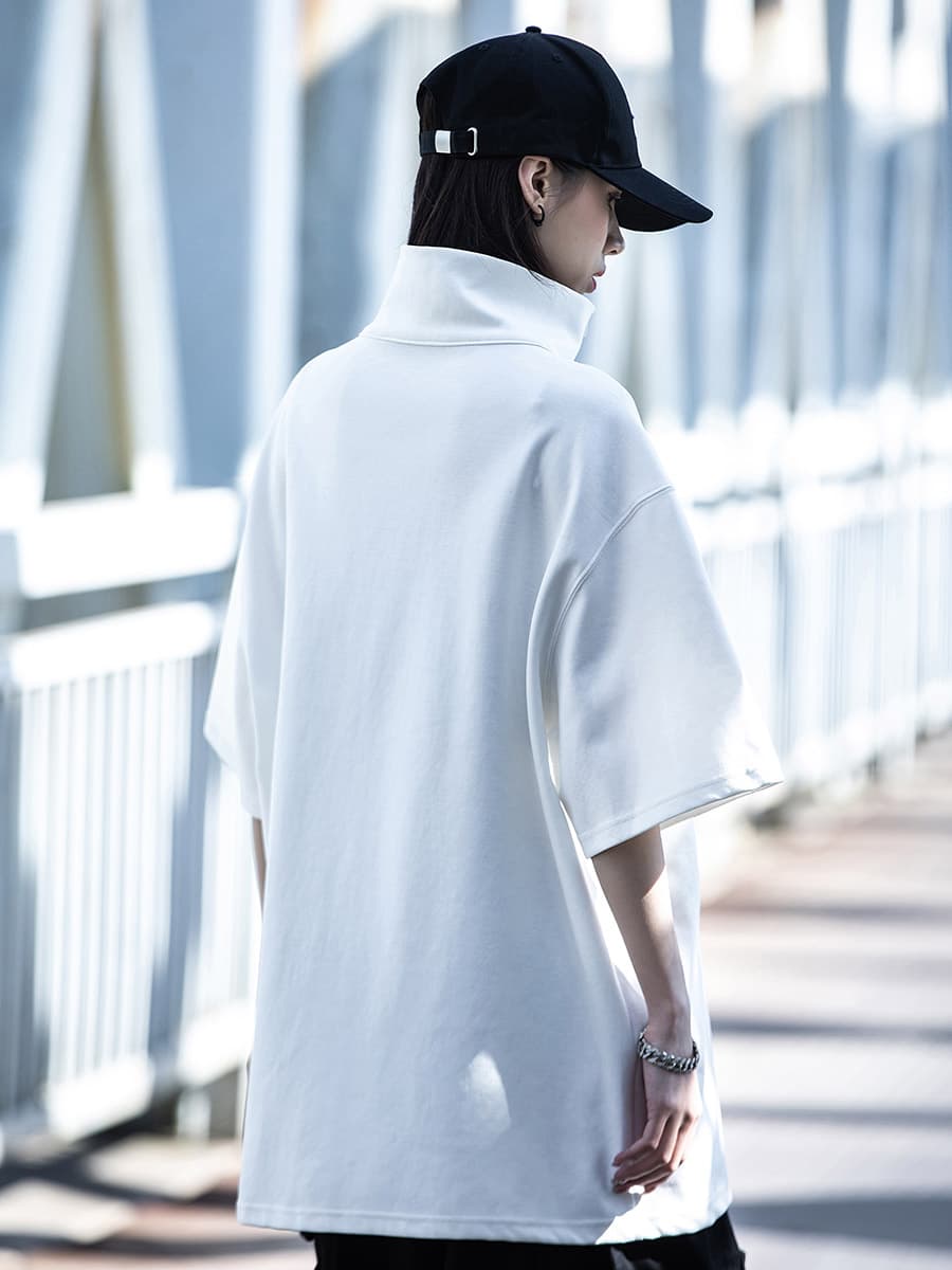 タートルネック  レディース　半袖オーバーサイズ ハイネック プルオーバー S~2XL