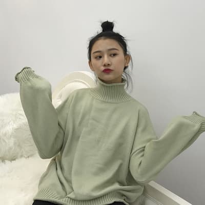 タートルネック 秋冬新作韓国風ゆったりニットシャツ女性用　レディース　長袖