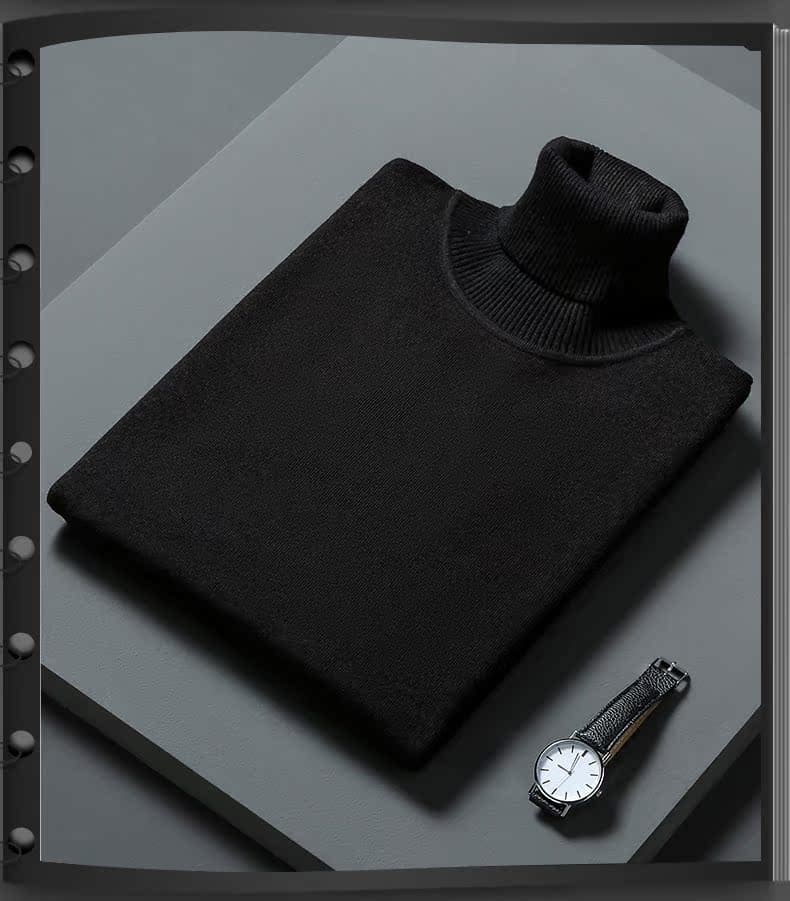 上品な編み地が魅力のベーシックタートルネックセーター　メンズ　M~4XL