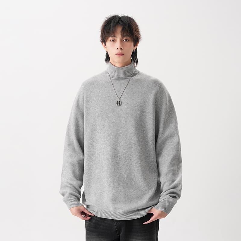 タートルネック　メンズ　長袖　柔らか素材のゆったりプルオーバー　大きいサイズ　ぽっちゃり対応