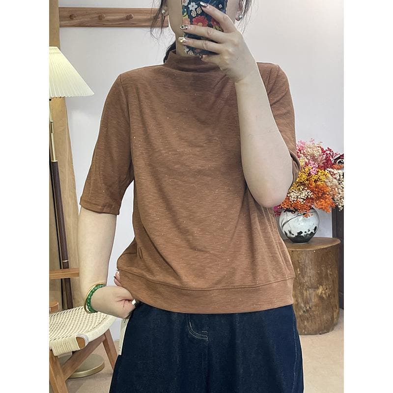 タートルネック レディース　半袖　柔らか素材　M L
