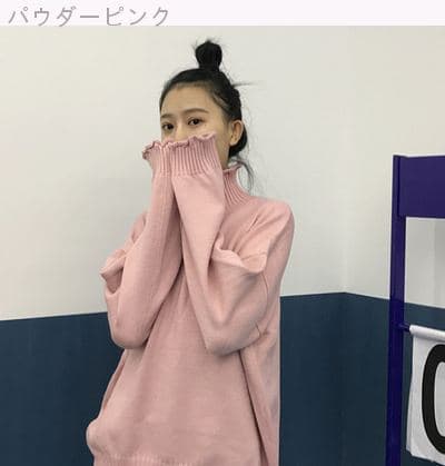 タートルネック 秋冬新作韓国風ゆったりニットシャツ女性用　レディース　長袖
