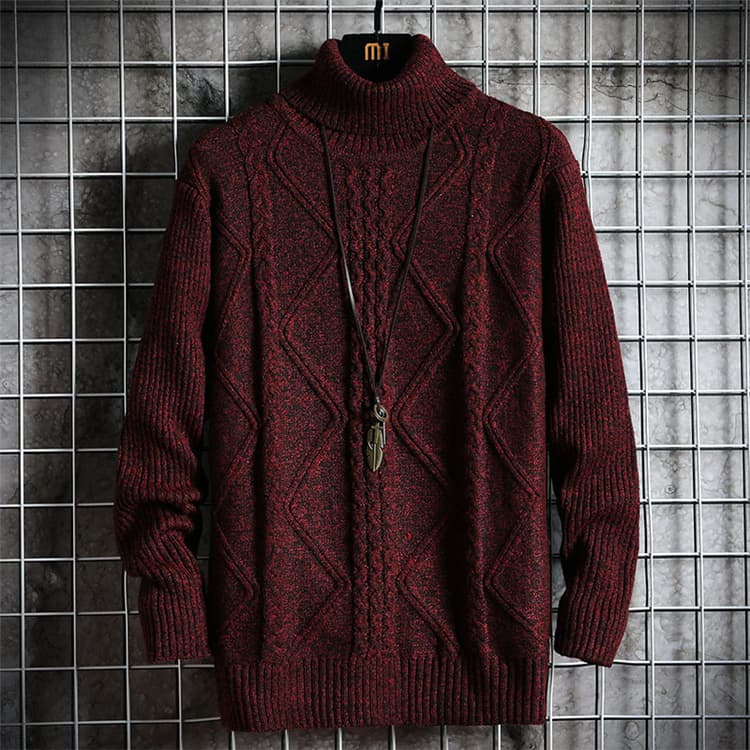 【メンズ タートルネック セーター】厚手ケーブル編みニット｜防寒×上品デザインの冬物トップス M〜3XL