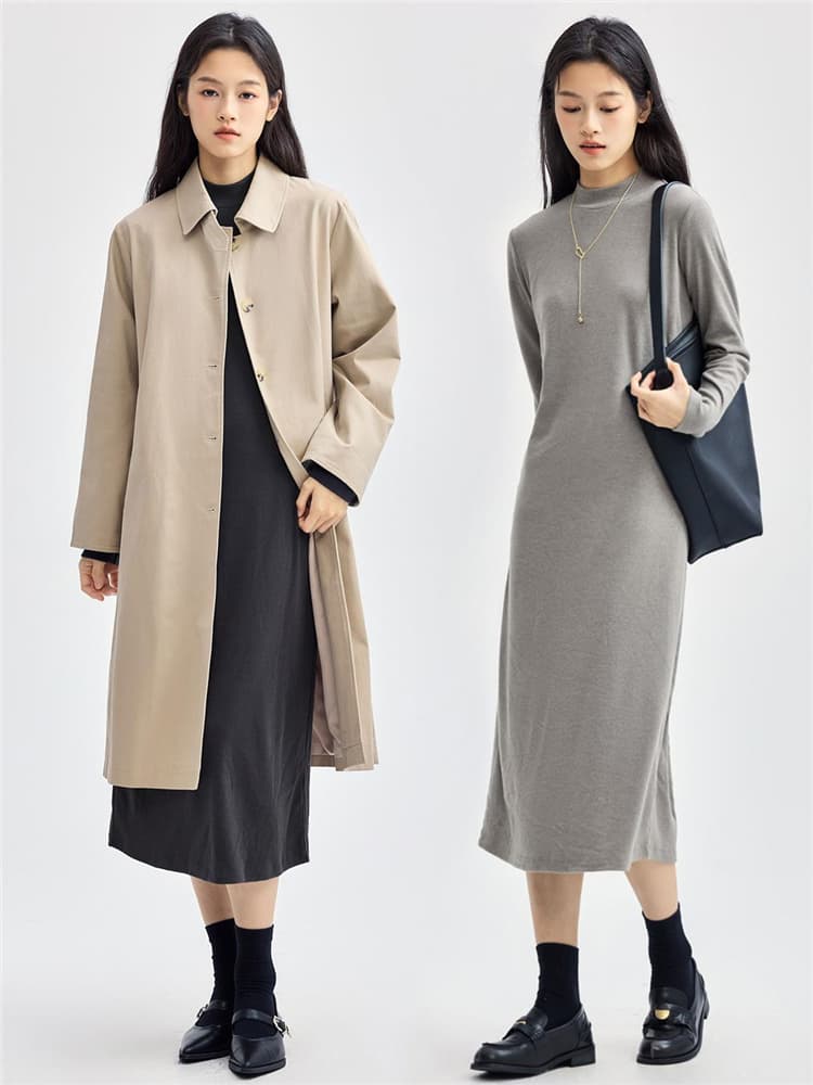 長袖タートルネックニットワンピース　レディース　S~XL