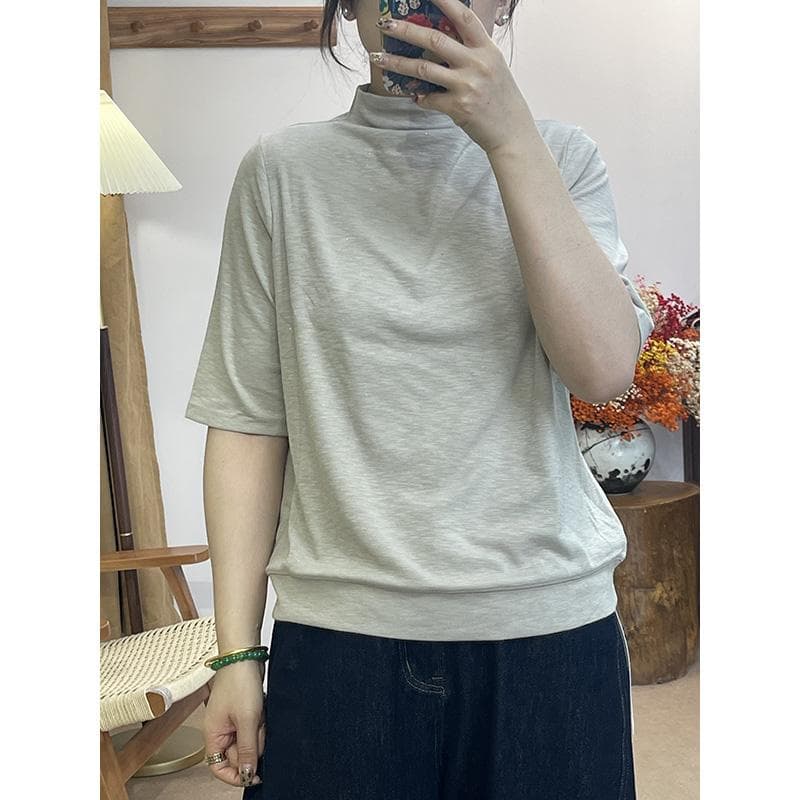 タートルネック レディース　半袖　柔らか素材　M L