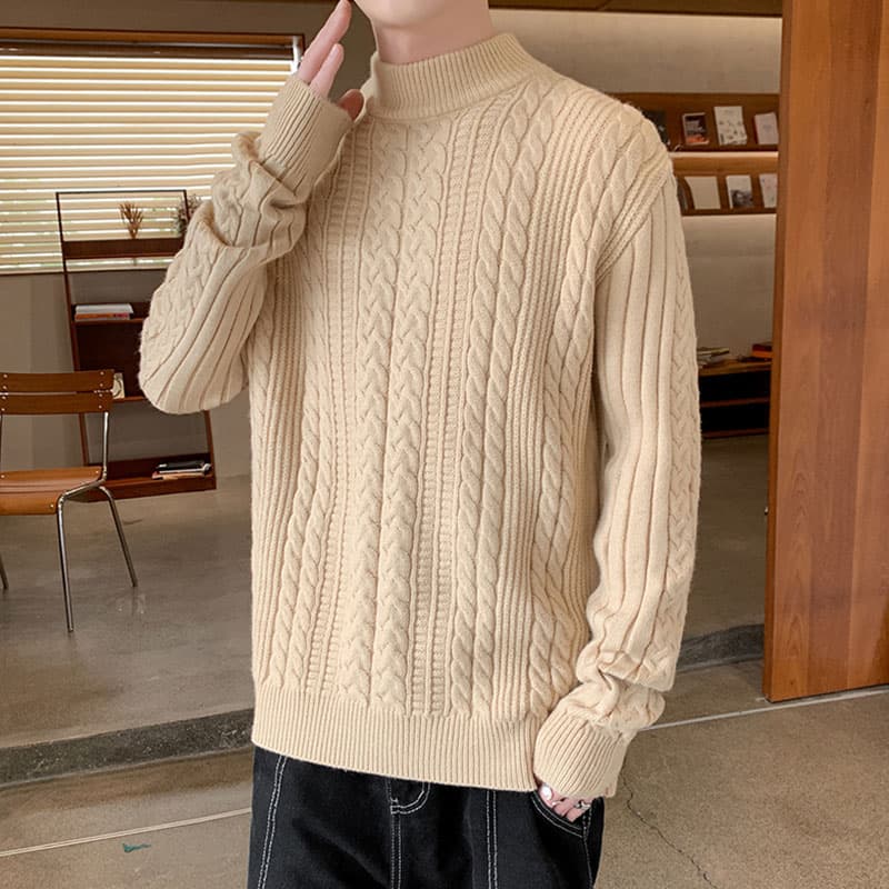 タートルネック　メンズ　長袖　伝統的な編み目セーター　大きいサイズ　ぽっちゃり対応　秋冬　M~5XL