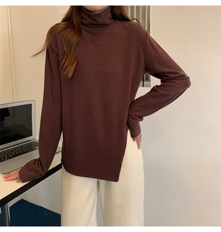 ゆったりシルエット長袖タートルネックシャツ