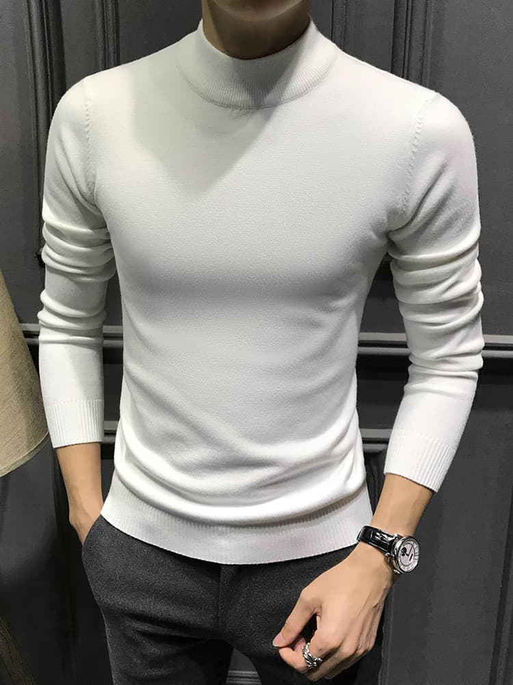 上質ニット素材のスリムフィットタートルネックシャツ　メンズ　大きいサイズ　M~4XL