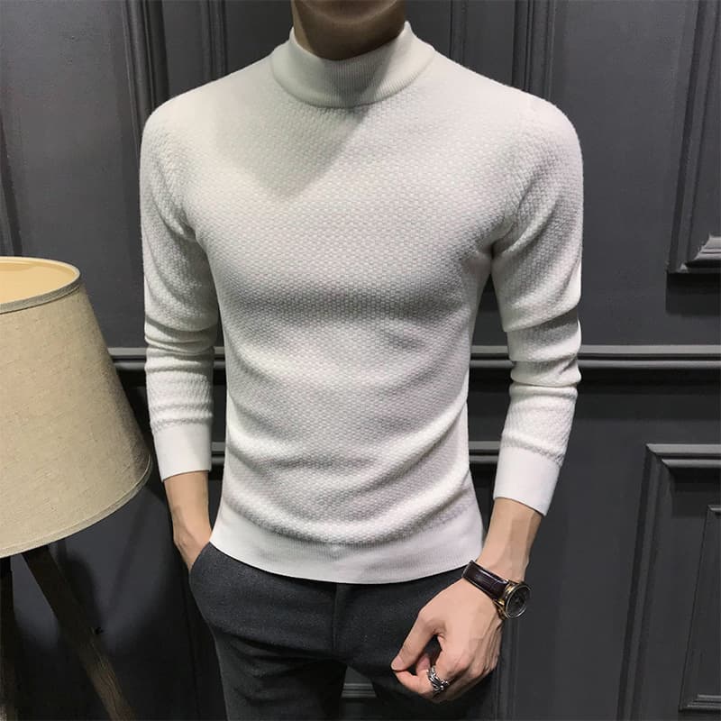タートルネック メンズ　長袖　立体編み柄ニット　春秋冬　大きいサイズ　M~4XL