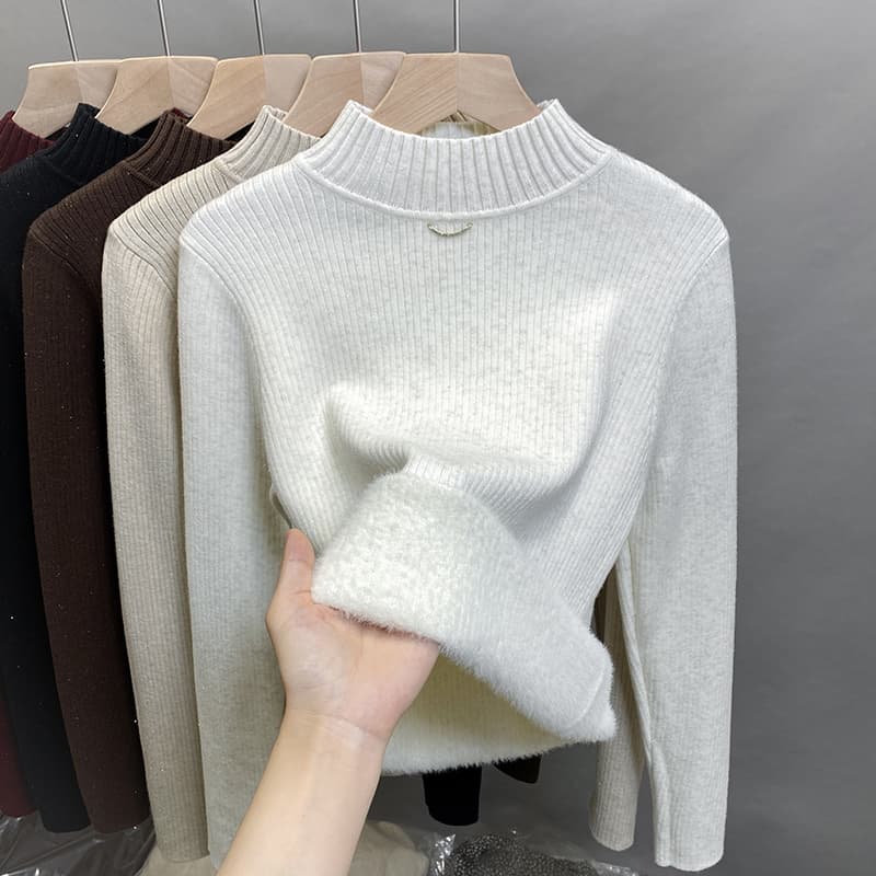 タートルネック　レディース　長袖　あったか裏起毛ニット　春秋冬 S～XL