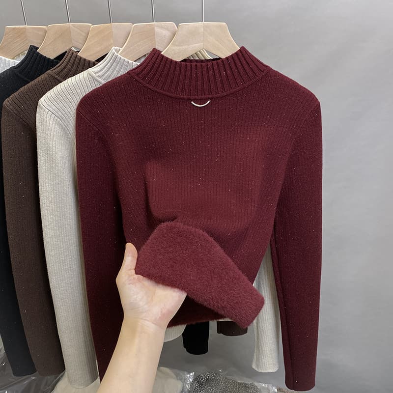 タートルネック　レディース　長袖　あったか裏起毛ニット　春秋冬 S～XL