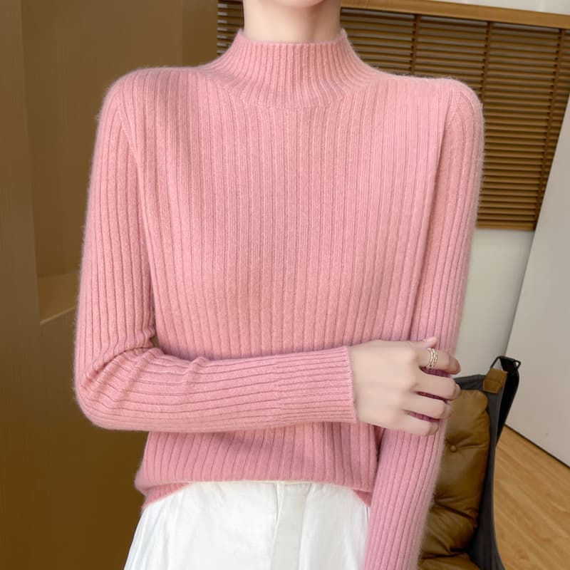 タートルネック レディース 長袖 上質リブ編みニット｜細見え・春秋冬定番（全11色）S 〜 XXL