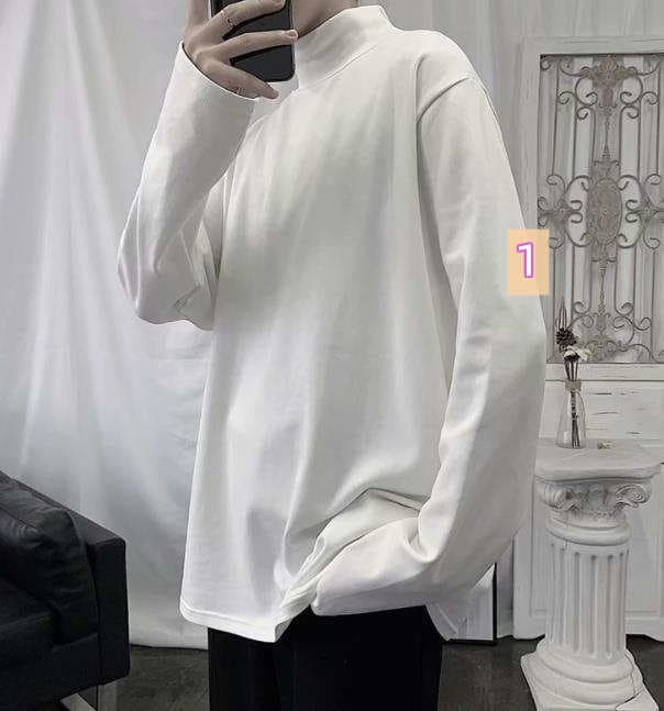 タートルネック メンズ無地長袖シャツ カジュアルインナー　M〜3XL