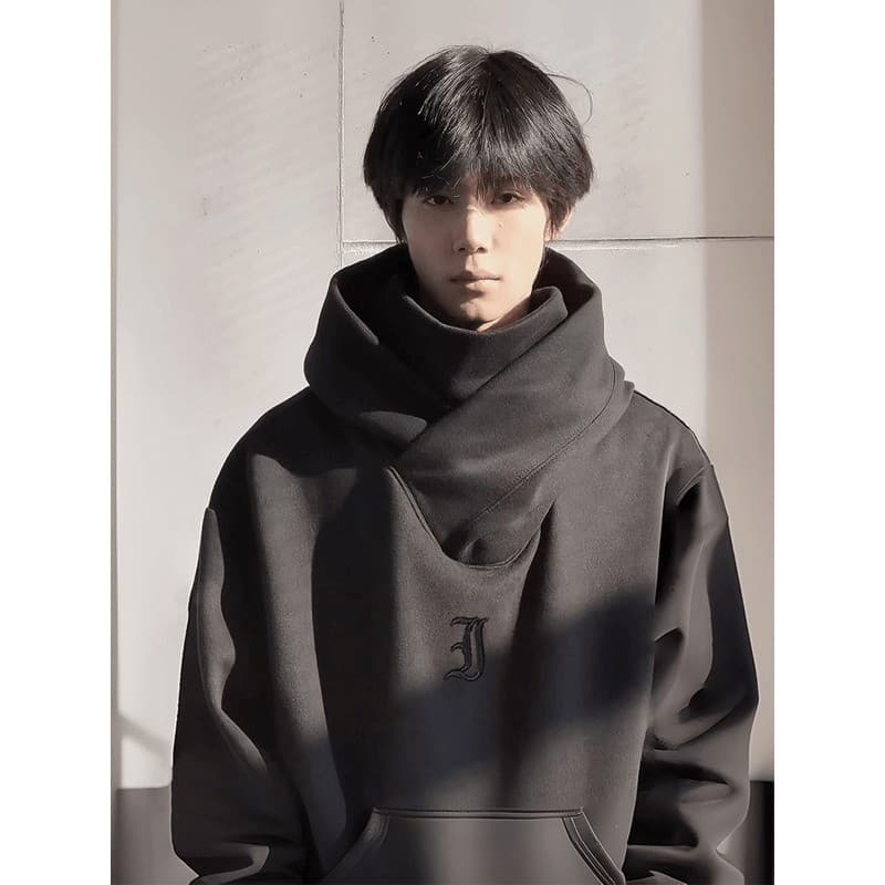 タートルネック　メンズ　長袖　高襟大判ゆったりパーカー M~3XL